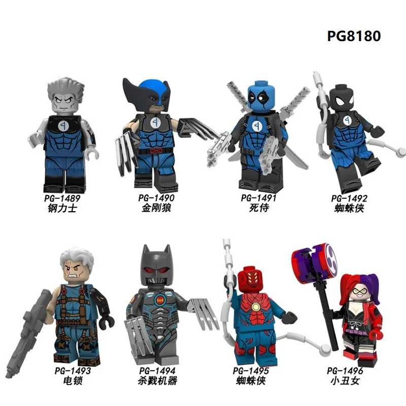 

Single Sale Building Blocks Super Heroes Colossus Wolverine Deadpool Spider-Man Murder Machine Figures For Children Toys PG8180