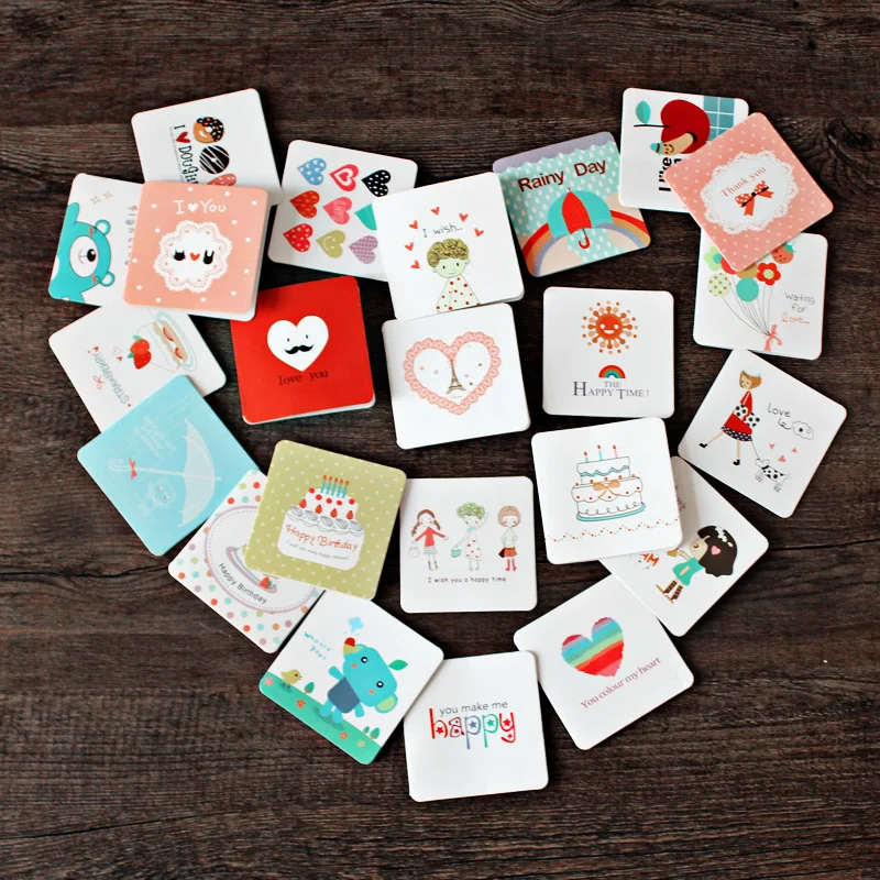 

10pcs/set Korea Creative Cute Mini Greeting Card Birthday Card Message Greeting Cards Kraft Cards