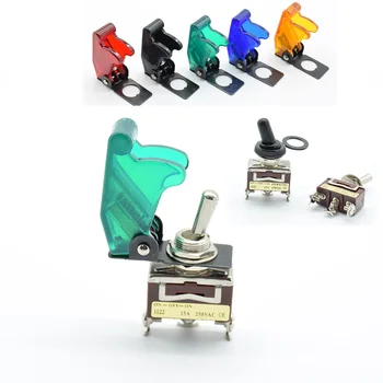 

Miniature ON OFF ON ON Small SPST Toggle Switch 2pin 3pin Heavy Duty Waterproof Cover red blue 15A 250V AC Mounting hole 12mm