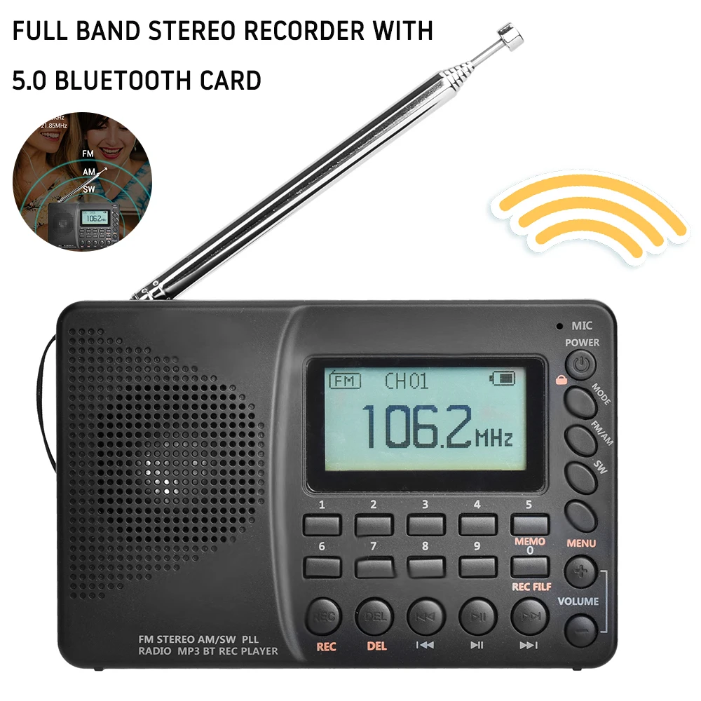 K 603 Полнодиапазонный Bluetooth Радио FM AM SW Портативный Карманный MP3 Цифровой REC