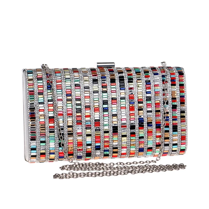 

Multicolor Diamanted Evening Bag Fashion Handbag Crystal Rhinestone Beaded Clutch Purse Dazzling Casual Flap for Women Lady Girl