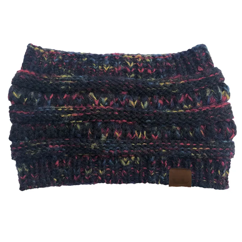 New Headwear Knitted Crochet Headband Turban Winter Ear Warmer Headwrap Elastic Hair Band for Women's Wide Hair Accessories - Цвет: black with tag