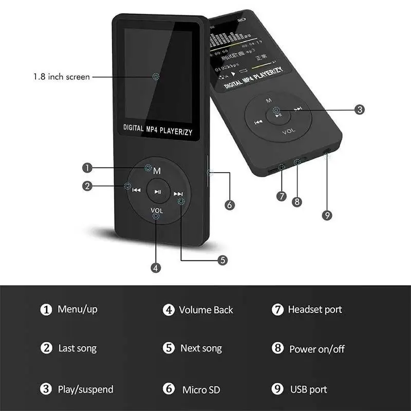 ZY418 MP3 музыкальный плеер 1 8 дюймов цифровой TFT цветной экран мини MP 3 Поддержка