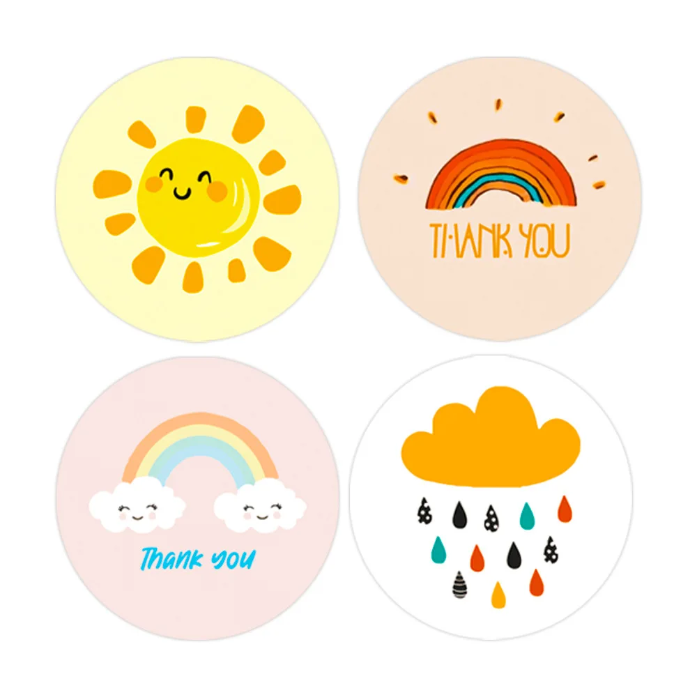 50–500 Stück Sonne Regenbogen Wolken Aufkleber Cartoon Danke Aufkleber niedlich für handgemachte Geschenk Dekor Etiketten Kinder Belohnung Aufkleber – Detail 13