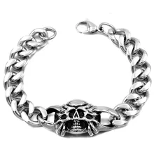 Мужской браслет с черепом, цепочка из нержавеющей стали, вечерние ювелирные изделия, хип-хоп браслет в стиле рок, мужской подарок на Рождество
