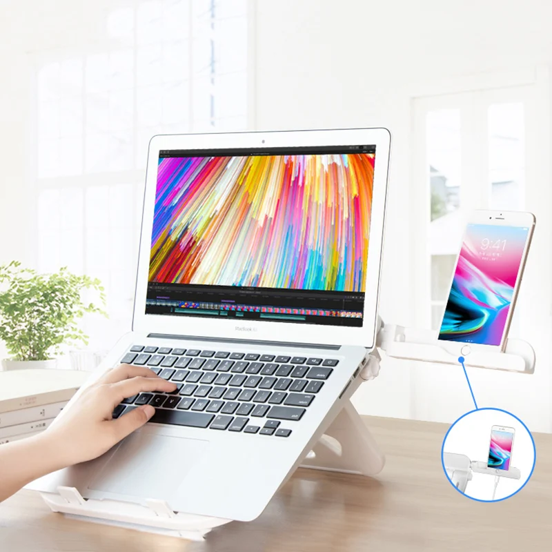 

Portable Laptop Stand Foldable Notebook Stand For Macbook Air Pro 11 12 13 15 Lapdesk With Phone Holder Computer Cooling Bracket