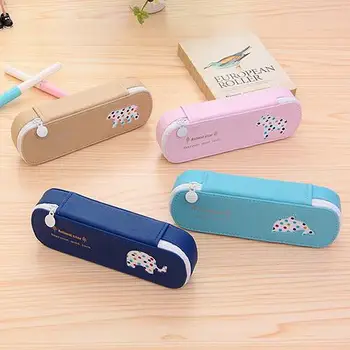 

Polyester Cute Dotted Bear Elephant Horse Dolphin Pattern Pencil Case Box Makeup Pouch