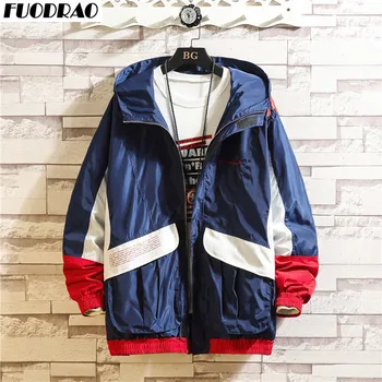 

FUODRAO Color Block Streetwear Bomber Jacket Men Autumn Embroidery Hip Hop Windbreaker Korean Harajuku Clothing Size 5XL J190
