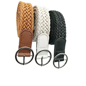 

Retro Style Metal Buckle Woven Handmade Waved Thin Waistband Women Decorative Pants Belt Knitted Waist Hemp Rope Accessories