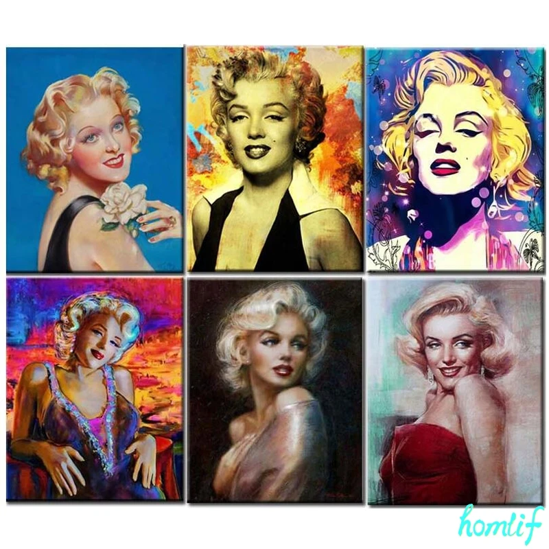 

Diamond Painting Cross Stitch Marilyn Monroe Mosaic Rhinestones Diamond Embroidery Scenic Full SquareHandwork Decoration