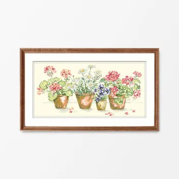 

B1502 flowerpot precise printing cross stitch embroidery kits Counted Cross Stitch Kit