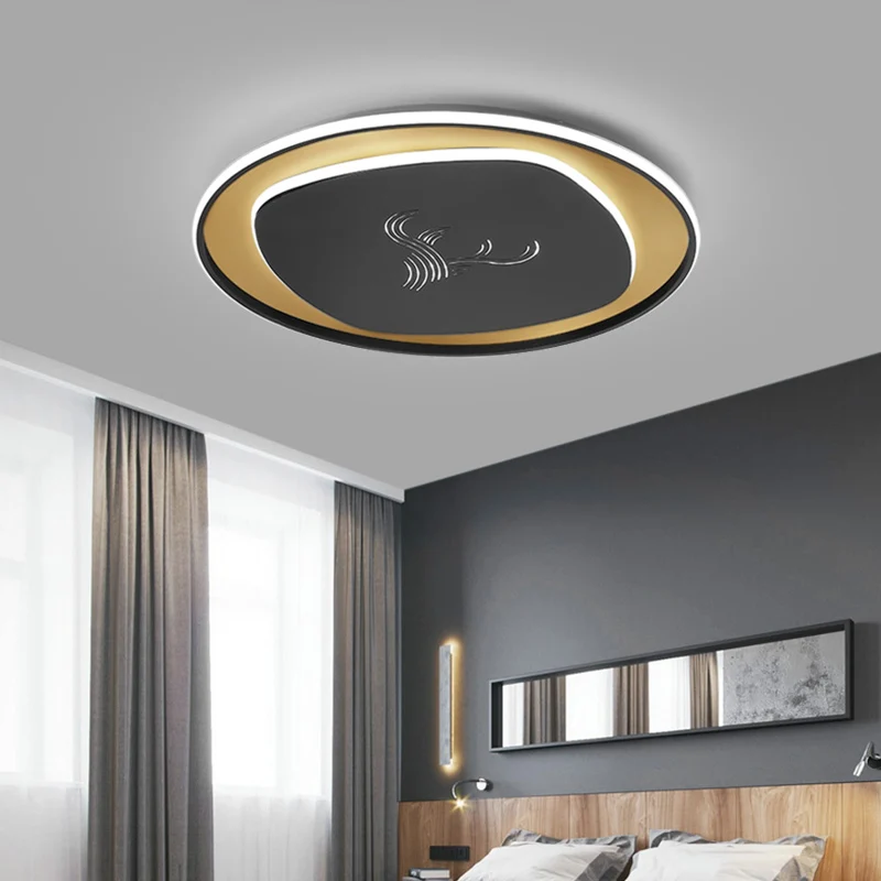 

110v 220v black round dimmable ceiling led lights for bedroom lamp light lamps decoration decor furniture living room fixtures