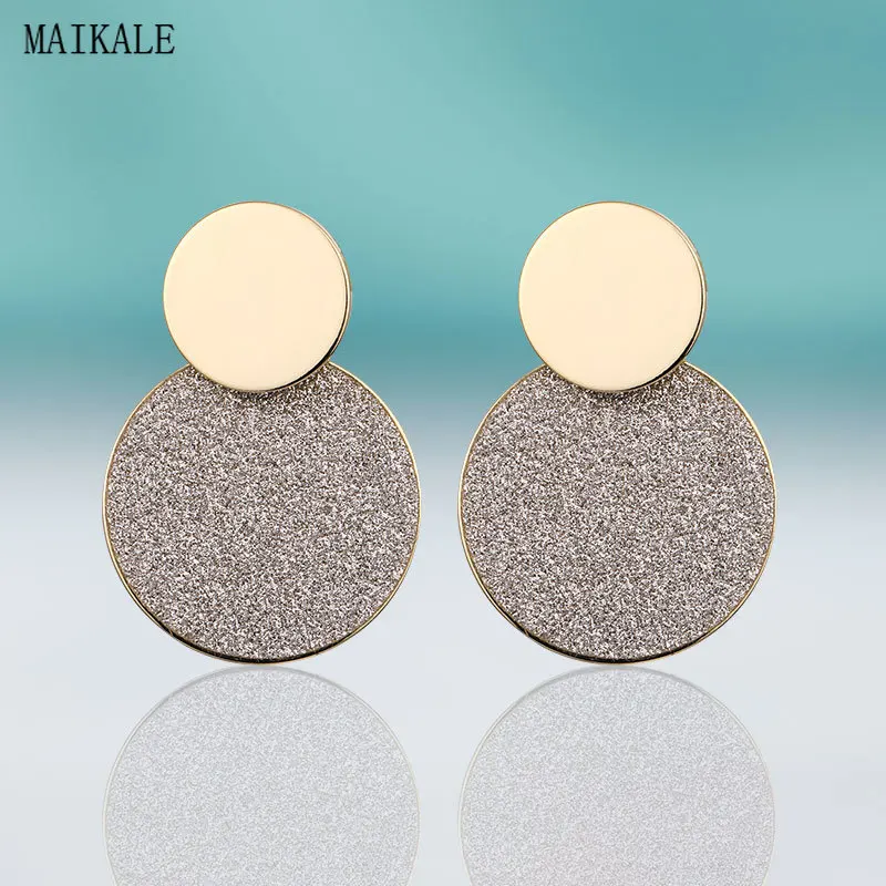 

MAIKALE New Design Modern Round Drop Earrings for Women Metal Sequins Disco Circle Dangle Earring Girls Art Bling Earing Jewelry
