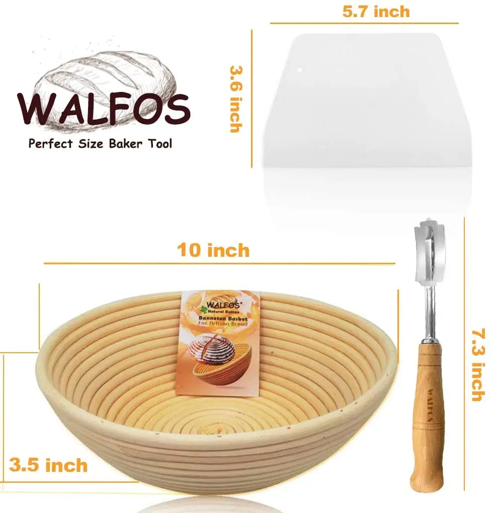 Sourdough Proofing Basket 10 Inch Round Banneton Proofing Basket Set-French Style Sourdough Bread Basket 100% Natural Rattan Hand Crafted Bread