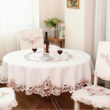 

Lychee European Style Embroidery Table Cloth Simple Pink Rectangle Table Cover Home Wedding Birthday Party Tablecloth
