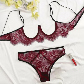 

New Sexy Fashion Lace Comfortalbe Lingerie Underwear Intimate Transparent Sleepwear Pajamas Femme Hot Erotic Seamless Bra Set