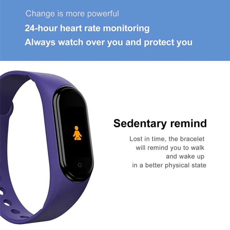  Newest M4 Smart Bracelet Fitness Tracker Smart Band Heart Rate Monitor WhatsApp Facebook Reminder - 4000013685523
