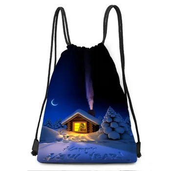 

Small house gift bag under snowy night jewelry Moonlight bat bundle pocket