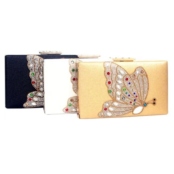 

Fashion 2020 Gold/Black Color Crystal Butterfly Clutch Purse Evening Bags Clutches Women’s Party Small Prom Handbags