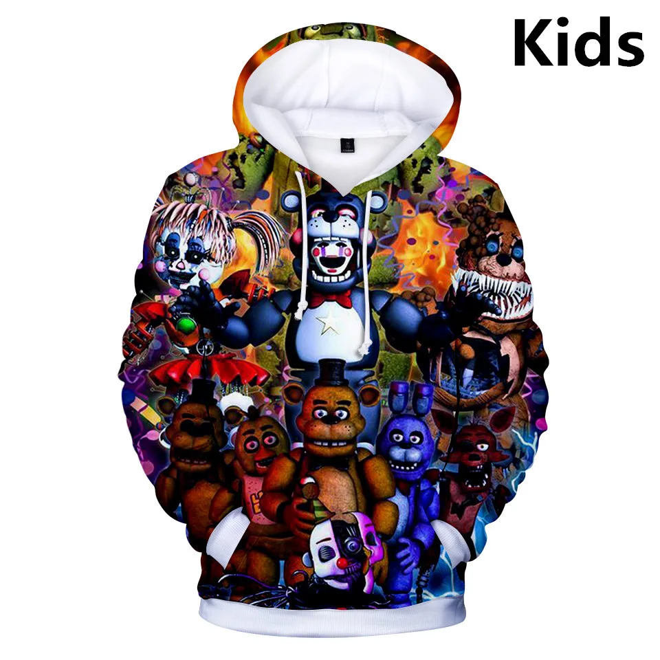 3 To 14 Years Kids Hoodies Five Nights at FNAF 3D Print Hoodie Sweatshirt Boys Girls Fashion Harajuku pullover Child Clothes | Мужская