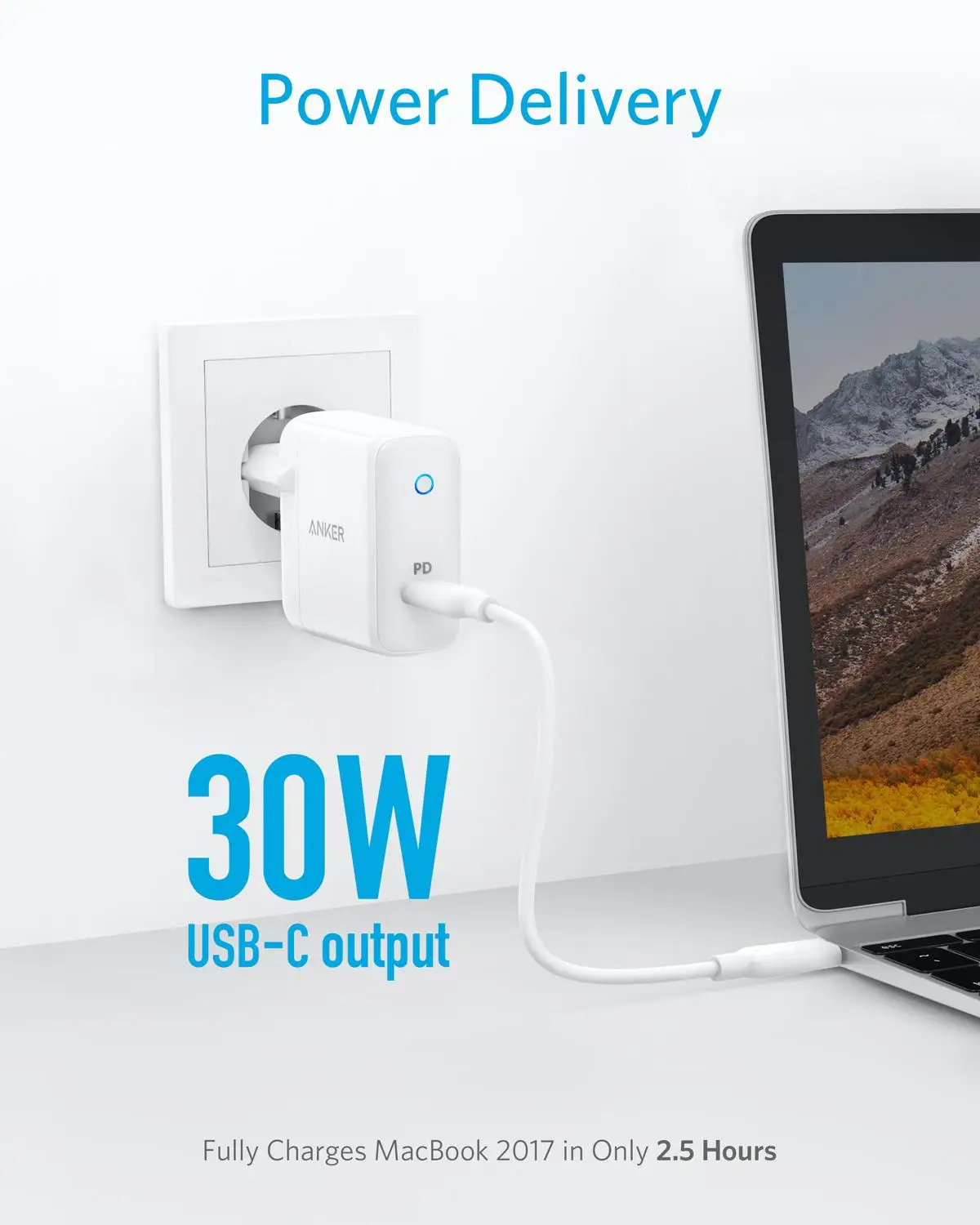 Зарядное устройство Anker PowerPort Speed 1 USB Type C 30 Вт для HTC 10 Nexus LG Pixel Samsung W700 MacBook iPad и т.