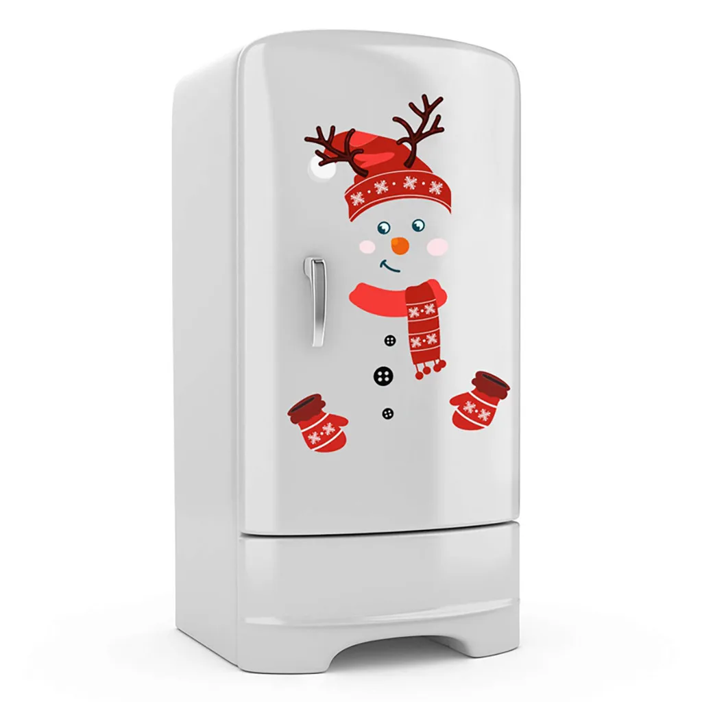 Christmas Ddecorating Snowman Fridge Applique Suitable For Cupboard Santa Elk Decorative kers | Дом и сад