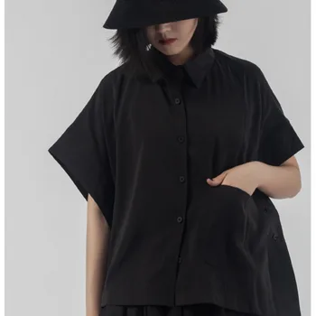 

WOMENGAGA 2020 Summer New Blouse Solid Single-breasted Casual Loose Pocket Turn-down Collar Fashion Personality Sleeveless A405