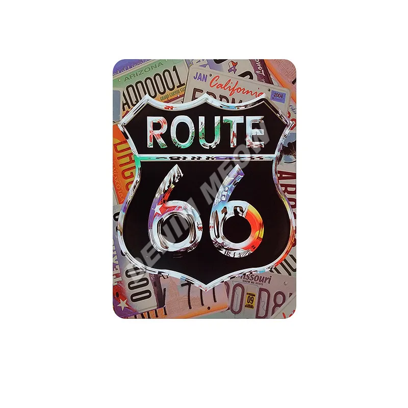 Жестяной винтажный металлический знак Route 66 ретро пластина для гаража Настенный