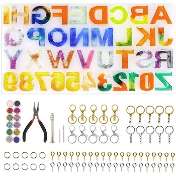 

HOT Alphabet Silicone Mold Letter Number Resin Molds,Glitter Powder,Epoxy Molds for DIY Keychains and Craft Making