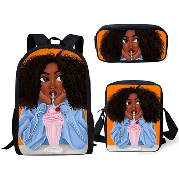

Fashion Kids Backpacks Black African Girls Pattern Students School Bags Afro Arts Designer Children's Book Bags Set