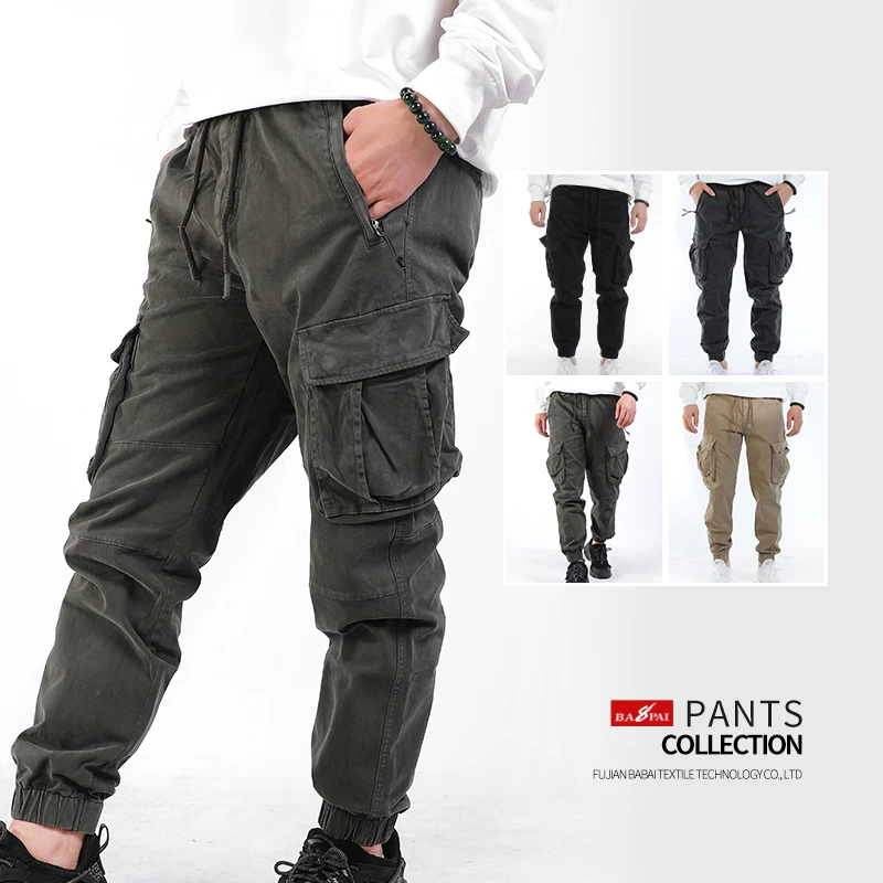 

BAPAI Men's Fashion Cargo Pants Work Pants Outdoor Wear-resistant Mountaineering Trousers Work Clothes