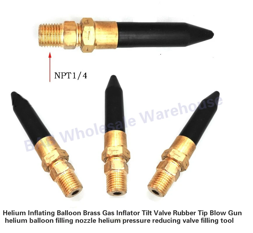 1pc 15mpa Helium Inflating Balloon Brass Gas Inflator Tilt Valve Rubber