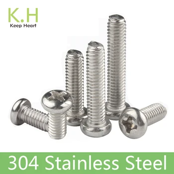 

10/50 M2 M2.5 M3 M3.5 M4 M5 M6 M8 A2 304 Stainless steel Cross Round Phillips Pan Head Screw Bolt Dia 2 3 4 5 8mm Length 3-100mm