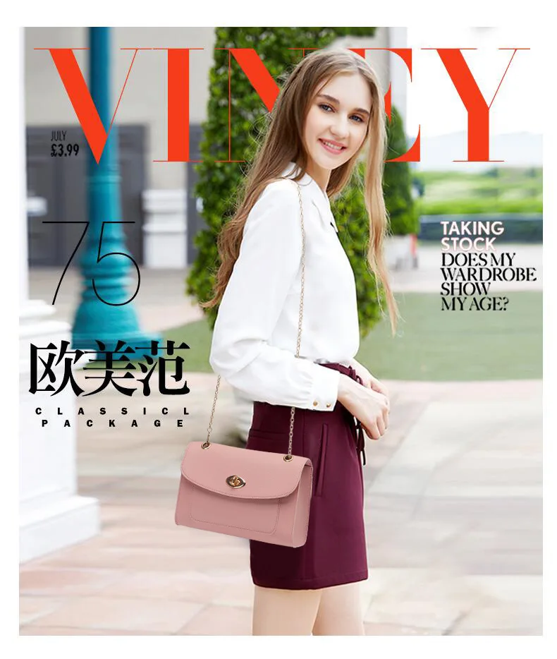 

Fashion Hardware Lock Shoulder Bag 2019 Japanese Korean Elegant Versatile Chain Square Sling Bag Shoulder Mini Mobile Phone WOME