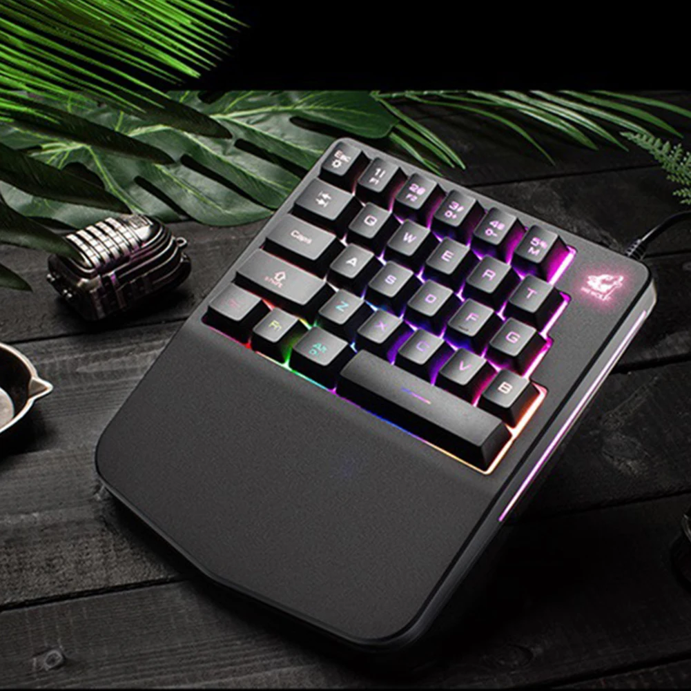  K11 28 Keys Wired Mini Keyboard Rainbow Backlight One Hand USB Keypad for Dota OW PUBG Game