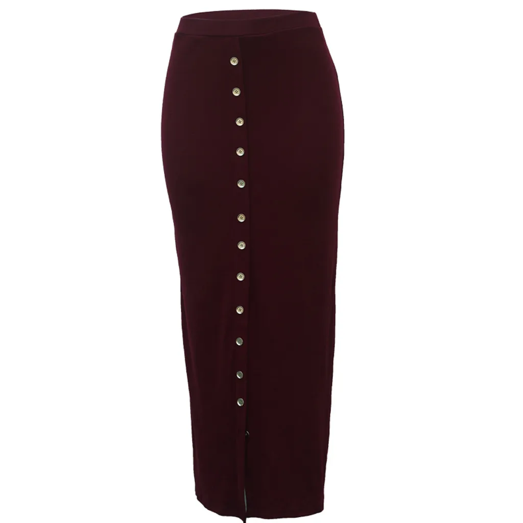 Long Skirts For Women Steampunk Vintage Women Solid Color Lace Up High Waist Irregular Casual Knitted Pencil Hip Skirt Half-leng