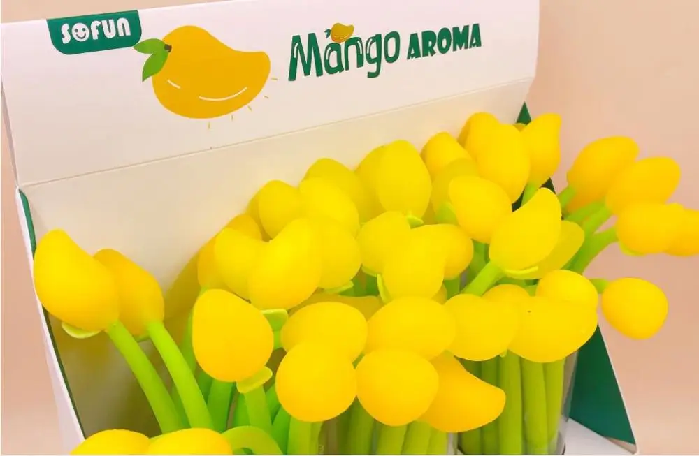 Манго аромагель ручка милый мультфильм школьный подарок студенческий Фруктовый гель чернильная ручка офисная черная письменная ручка детская ручка 48 шт./лот