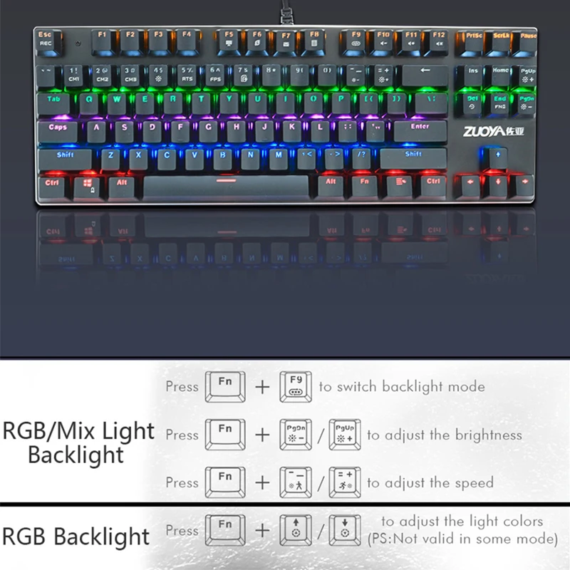 Игровая механическая клавиатура черный синий красный переключатель 87Key RU/US Проводная клавиатура RGB/Mix с подсветкой светодиодный USB клавиатура для геймера ПК ноутбука