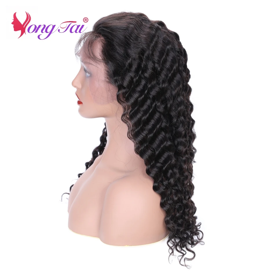 Yuyongtai Deep Wave 13*4 Lace Frontal Human Hair Wigs Pre Plucked With Baby Hair Medium Ratio 10"-26" Remy Brazilian 150Density