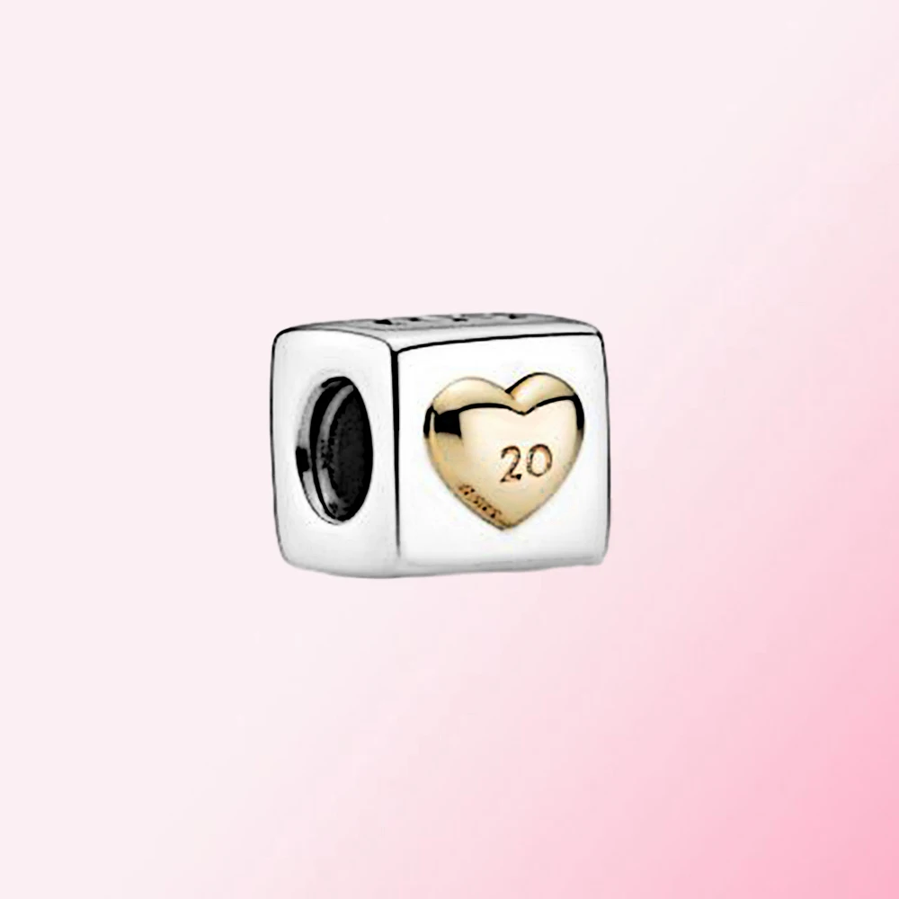 

Новинка 2020, 100% Φ серебро, 20 юбилей, любовные кости, шармы, бусины, DIY браслет, оригинальные изящные украшения для женщин