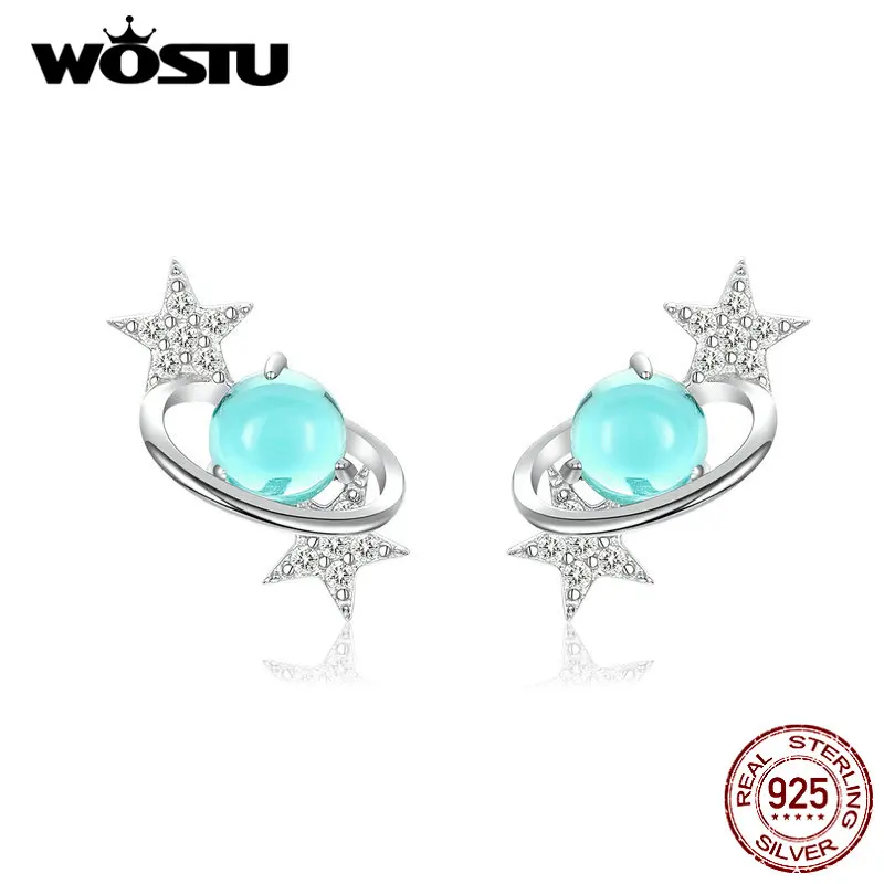 Женские серьги гвоздики WOSTU из 100% настоящего серебра с изображением мистической