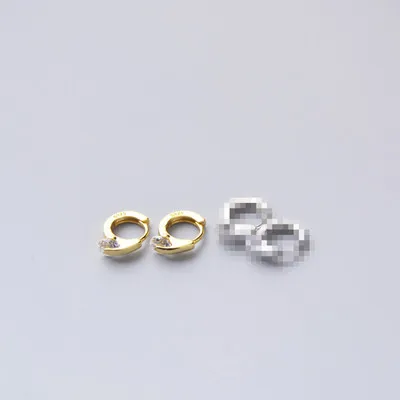 Серьги из стерлингового серебра 925 пробы, модные милые мини цветные циркониевые серьги, кольцо для ушей, Пряжка для костей, серебряные серьги для девушек - Окраска металла: 1 pair gold white