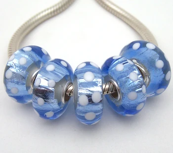 

JGWG1887 5X 100% Authenticity S925 Sterling Silver Beads Murano Glass beads Fit European Charms Bracelet diy jewelry Lampwork