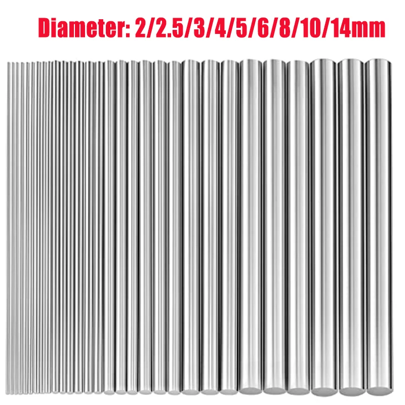 Stainles Steel Rod 2/2.5/3/4/5/6/8/10/14 mm linear shaft metric round rod 125/200/250/330 Long | Обустройство дома
