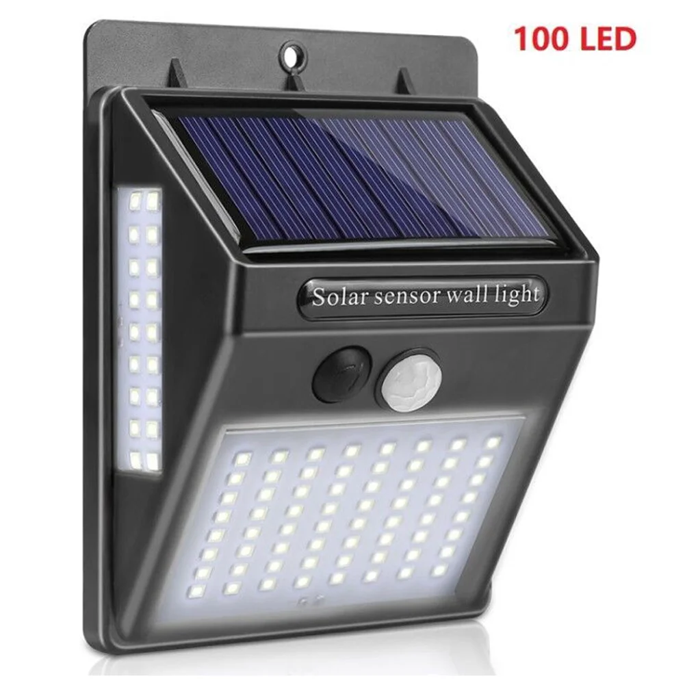 Горячая 100LED IP65 Водонепроницаемый 3-стороннее освещение световой солнечная движения Сенсор настенный светильник с светильник Управление NDS66
