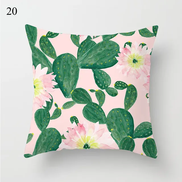1PC Cactus Floral Print Cushion Cover Polyester Pillow Cases Throw Pillows Sofa Home Decor Pillowcase Decorative Pillow Covers 20