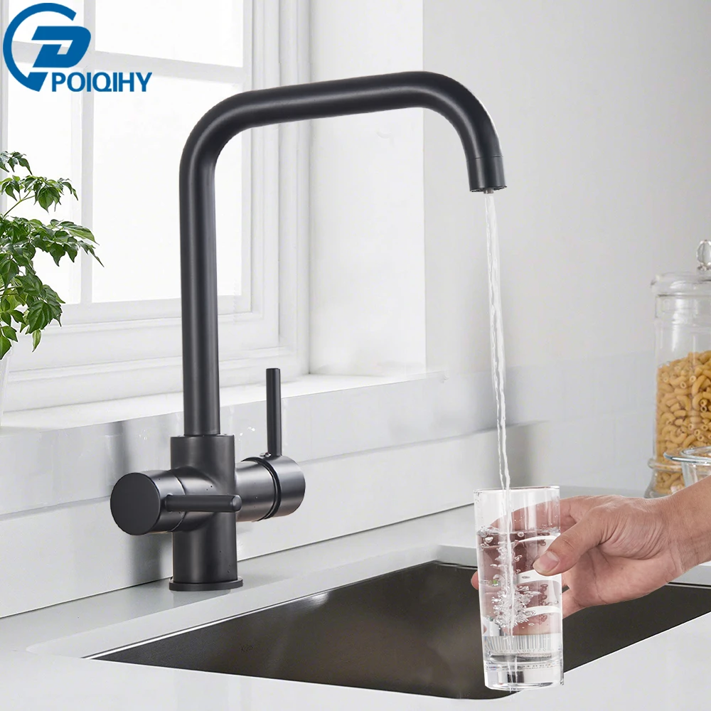 smart faucets POIQIHY Water Filter Tap Kitchen Faucets Brass Mixer Drinking Kitchen Purify Faucet Kitchen Sink Tap Water Tap Crane For Kitchen pantry cabinet
