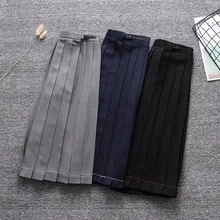 Nova cor sólida saia plissada jk uniforme saia estudante de cintura alta rock bolso 42cm 80cm variedade comprimento saia