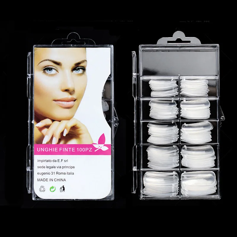 100 Pcs Clear 2 SAVILAND Ложные смешанные для наращивания ногтей акриловая Форма для ногтей со шкалой инструменты Типсы для дизайна ногтей Гвоздь - Цвет: 100 Pcs Clear 2