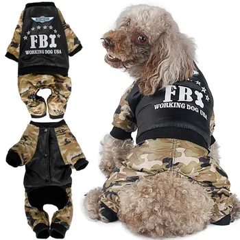 

New Autumn and Winter Pet Clothes FBI Camouflage Warm Dog Clothes Dog Four-legged Pet Clothing Pet Clothing Factory Direct Sales